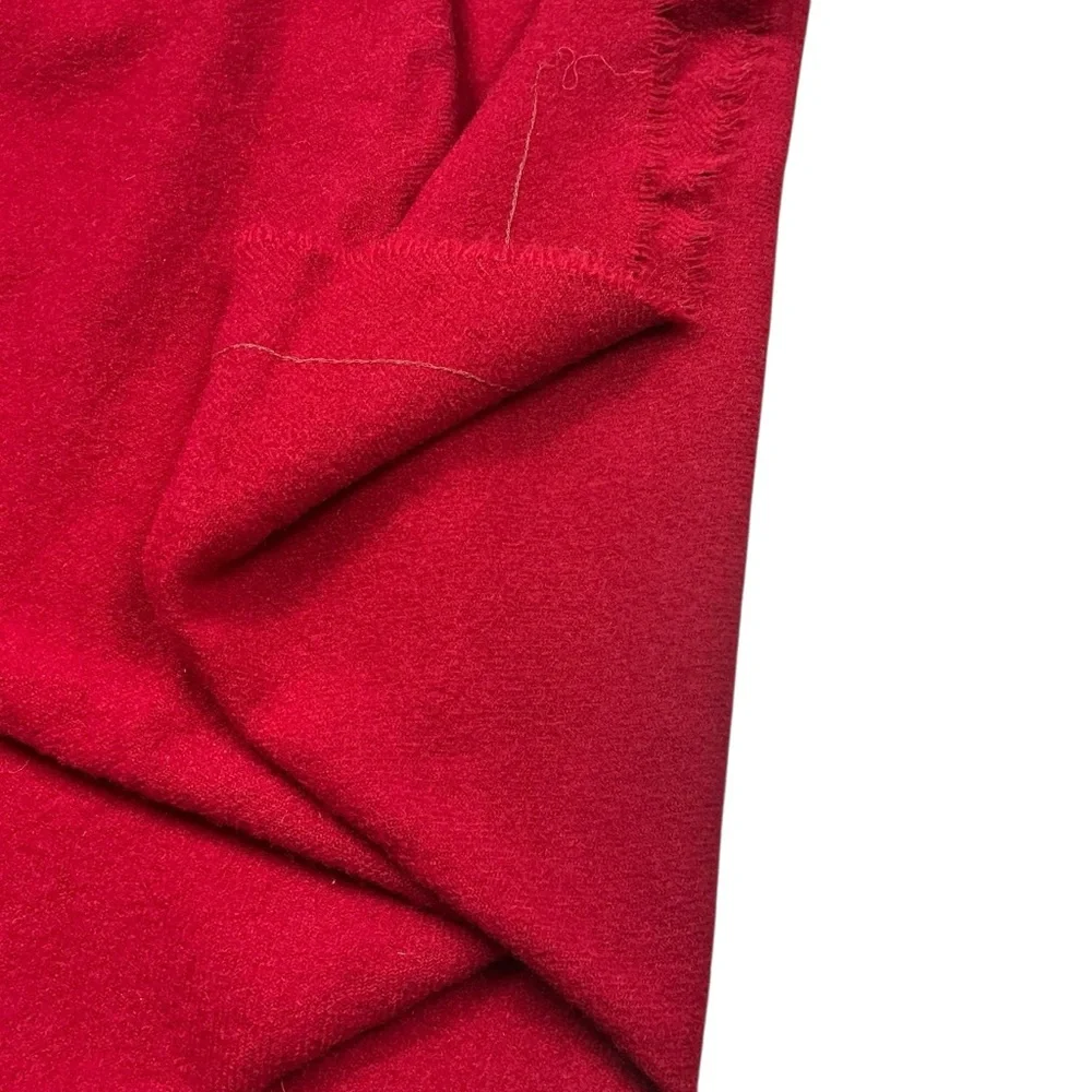 Vintage wool crimson blanket with fringe on each end 58 x 71
